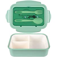 MEIXI Fiambrera Compartimentos- Fiambrera Infantil- Caja de Bento con 3 Compartimentos y Cubiertos- Fiambreras Caja de…